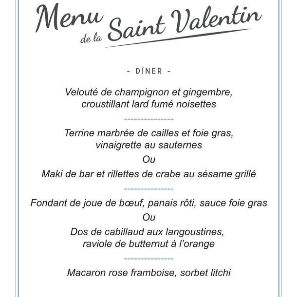 Menu de la Saint-Valentin - La Maison du Bassin